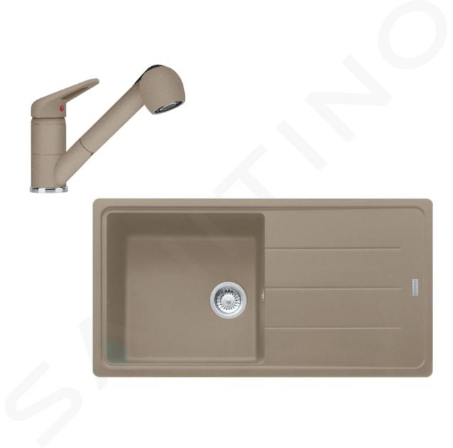 Franke Set - Set da cucina G138, lavello in fragranite BFG 611 e miscelatore FC 9547.424, cashmere 114.0510.592