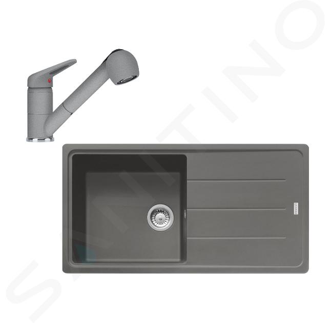 Franke Conjuntos de cocina - Conjunto de cocina G138, fregadero de fragranite BFG 611 y grifo FC 9547.424, roca gris 114.0510.597