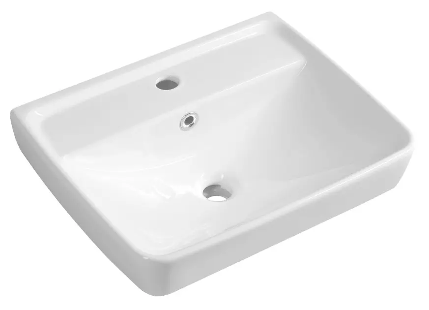 Aqualine - Lavabo 50x40 cm, con troppopieno e foro per miscelatore, bianco TU0350