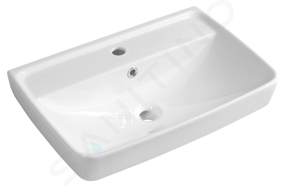 Aqualine Sanitari in ceramica - Lavabo 600x400 mm, con troppopieno, con foro per miscelatore, bianco TU0351