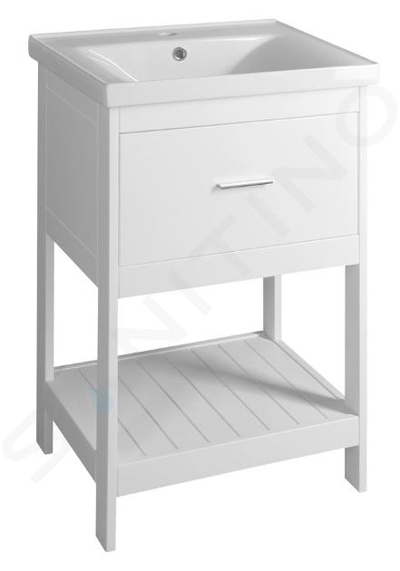 Aqualine Etide - Mueble de lavabo 52x85x44 cm, 1x cajón, blanco mate ET515