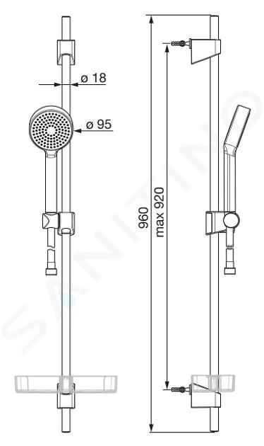 Hansa Basicjet - Conjunto de alcachofa ducha, 1 chorro, soporte, manguera y  estante, cromo 44670113