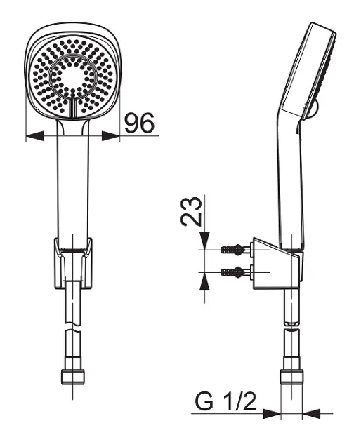 Hansa 44670113 Set di aste Basicjet Parete, Kit di Montaggio, doccetta, Flessibile, portasapone | Asta 920 mm, Diametro Testa 95 mm, 1 Getto, Tubo Doccia: 1750 mm, Cromo