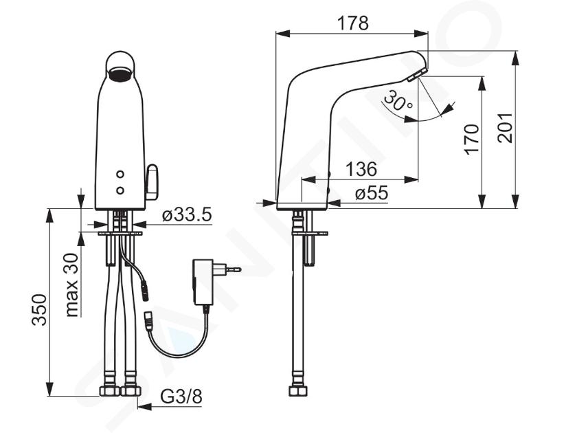 Hansa Medipro - Elektronische Waschtischarmatur XL, mit Mischer, Netzbetrieb, Chrom 05682129