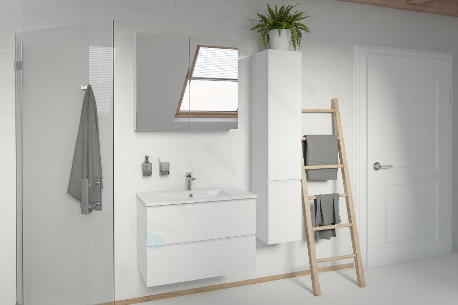 Mueble de baño blanco brillante