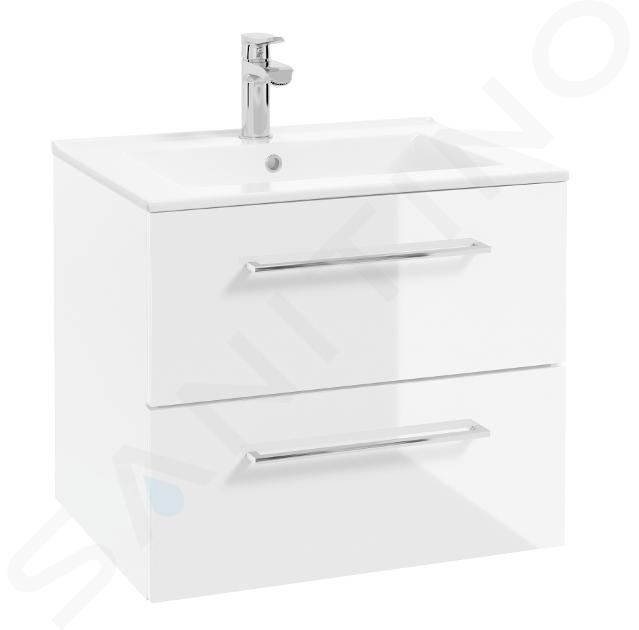 kielle Vega - Meuble avec lavabo, 60x50x46 cm,2 tiroirs, blanc brillant 50018S60