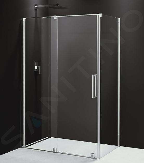 Polysan Rolls Line - Box doccia in tre parti, 110x80 cm, versione L/P, alluminio lucido/vetro trasparente RL1115RL3215