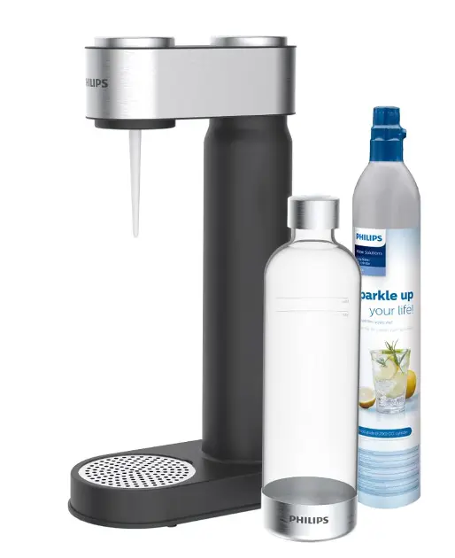Philips GoZero Soda Maker Lite ADD4901BK/10, negro, botella de agua de 1 L, cilindro de CO2 de 60 L