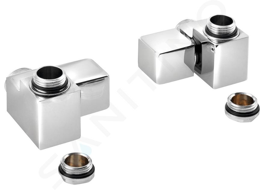 Sapho Cube Combi - Jeu de raccordement pour le corps de chauffe, d´angle, version droite, chrome CP561S