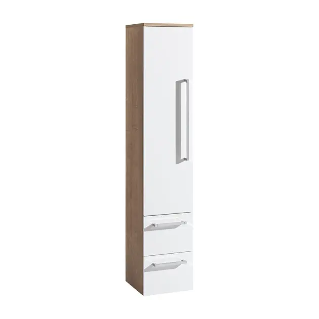 Levně Mereo Bino - Skříňka 33x163x33 cm, levá, lesklá bílá/dub CN677