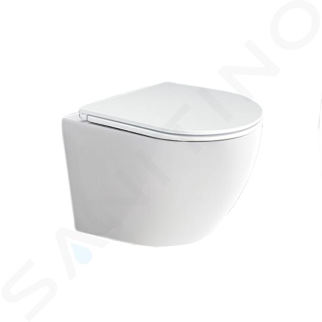 Mereo Keramika - Závesné WC s doskou SoftClose, Rimless, biela VSD82S