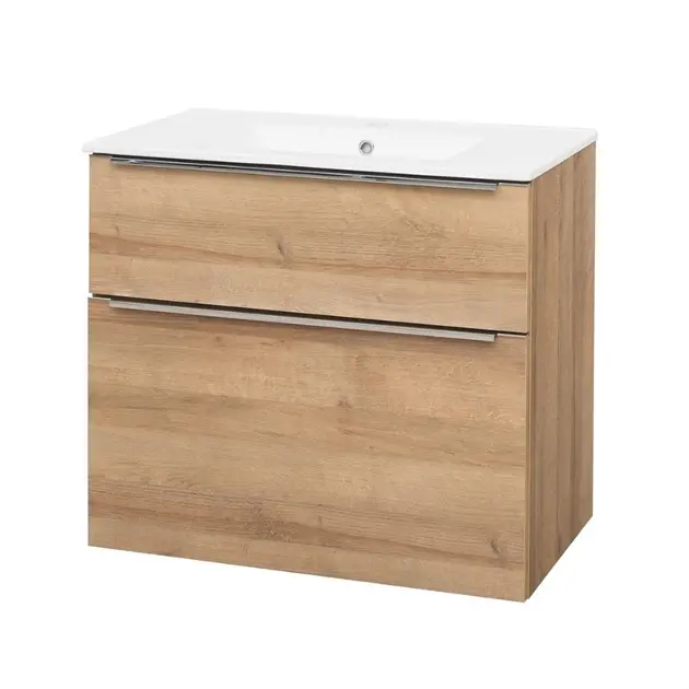 Mereo Mailo - Skříňka s umyvadlem 81x72x48 cm, 2 zásuvky, dub CN521