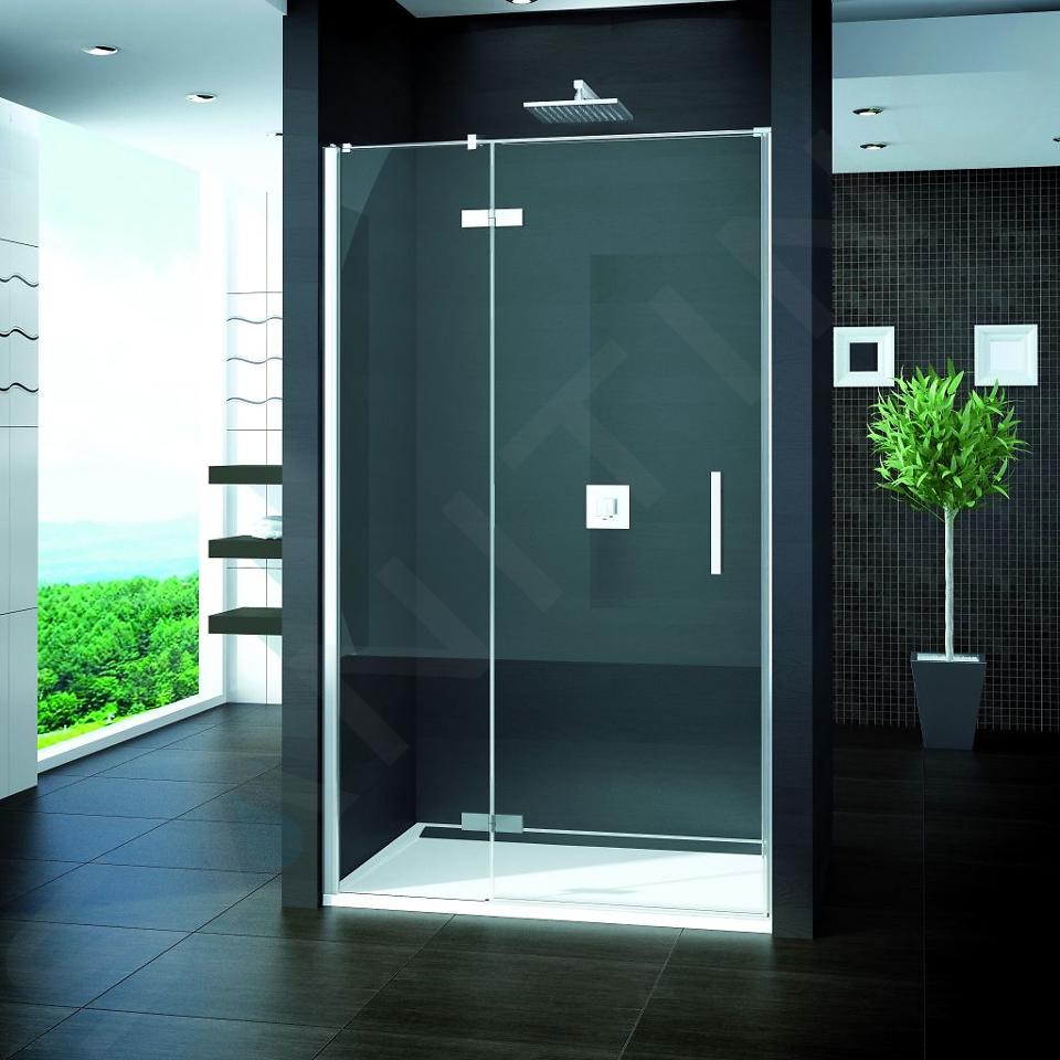 SanSwiss Pur - Jednokřídlé dveře s pevnou stěnou v rovině s vyrovnávacím profilem, 140 cm, panty vlevo - barva chrom, sklo Mastercarré PU13PG1401030