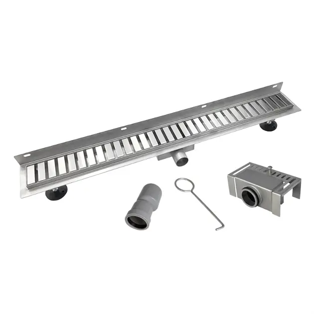 Mereo Rynny odpływowe - Rynna nierdzewna do ściany z kratką listwową 70x7 cm CZ171