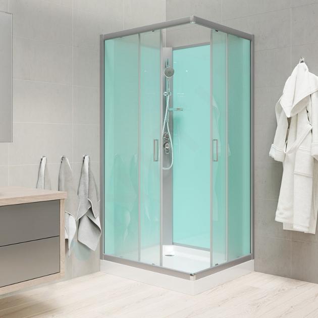 Mereo Sprchové boxy - Sprchový box 900x900 mm, bez striešky, satin/zelená/sklo Point CK34122B