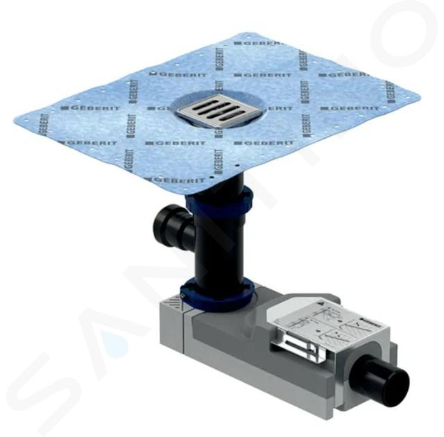 Geberit Príslušenstvo - Podlahový vpust s prívodom, s roštom z nehdzavejúcej ocele, 80x80 mm 154.059.00.1