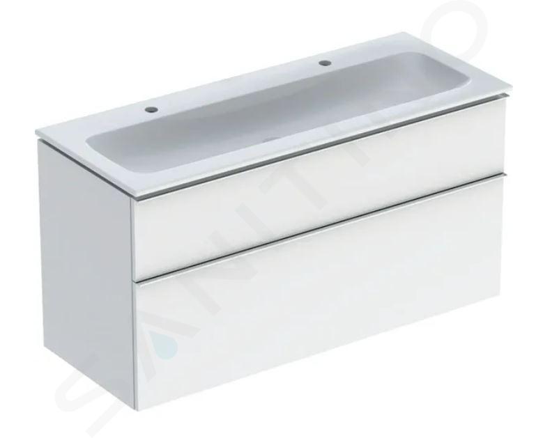 Geberit iCon - Skrinka s dvojumývadlom, 120x63x48 cm, lesklá biela 502.338.01.2
