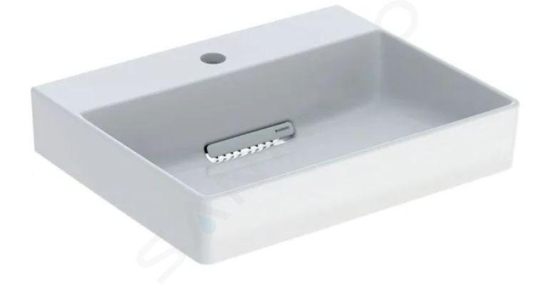 Geberit ONE - Lavabo 50x41x14 cm, rebosadero oculto, con orificio para grifo, desagüe horizontal, KeraTect, blanco 505.019.00.1