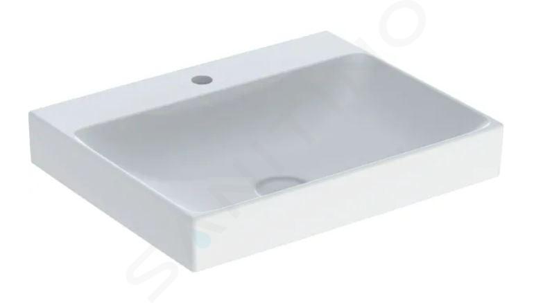 Geberit ONE - Lavabo 600x480x140 mm, senza troppopieno, con foro per miscelatore, KeraTect, bianco 505.020.01.1