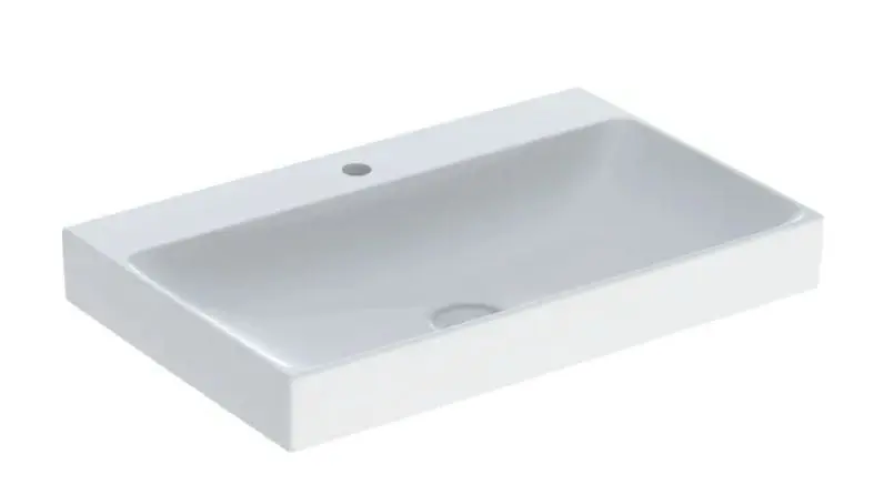 Geberit ONE - Lavabo 750x480x140 mm, senza troppopieno, con foro per miscelatore, KeraTect, bianco 505.020.01.2