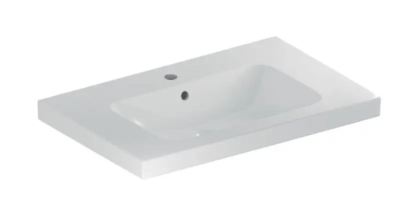 Levně Geberit iCon - Umyvadlo 75x48x16 cm, s přepadem, s otvorem pro baterii, KeraTect, bílá 501.839.00.2