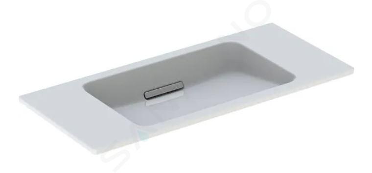 Geberit ONE - Waschtisch 900x400x130 mm, ohne Überlauf, ohne Hahnloch, waagerechter Abgang, KeraTect, weiß 500.390.01.2