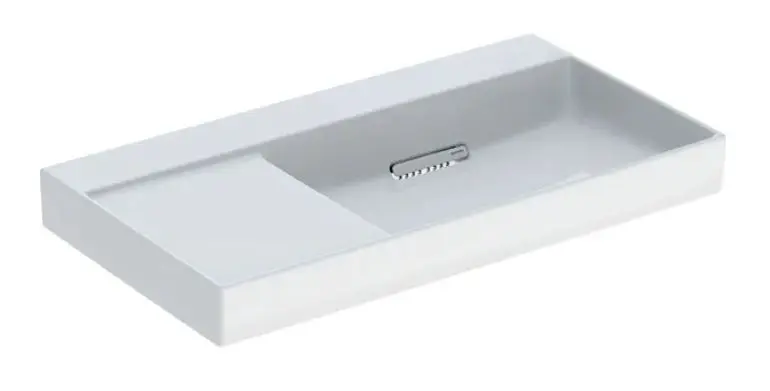 Geberit ONE - Umyvadlo 90x48x14 cm, skrytý přepad, bez otvoru pro baterii, vodorovný odtok, KeraTect, bílá 505.044.00.1