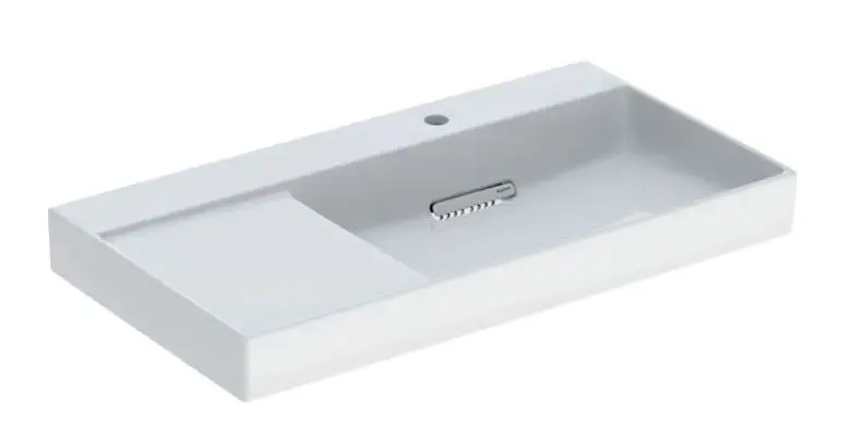 Geberit ONE - Mosdókagyló 900x480x142 mm, rejtett túlfolyóval, csapfurattal, vízszintes lefolyóval, KeraTect, fehér színű 505.043.00.1