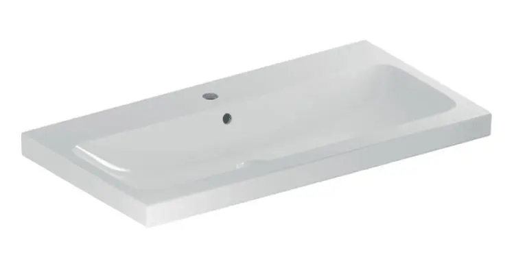 Geberit iCon - Umyvadlo 900x480x160 mm, s přepadem, s otvorem pro baterii, KeraTect, bílá 501.836.00.2