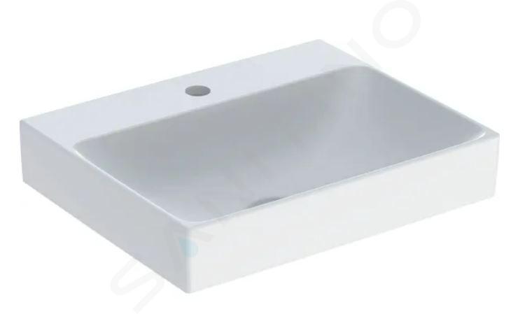 Geberit ONE - Lavabo da appoggio 500x400x140 mm, senza troppopieno, con foro per miscelatore, KeraTect, bianco 505.030.01.6