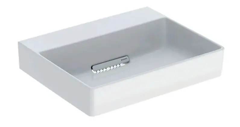 Levně Geberit ONE - Umyvadlo na desku 50x41x14 cm, skrytý přepad, bez otvoru pro baterii, vodorovný odtok, KeraTect, bílá 505.023.00.1