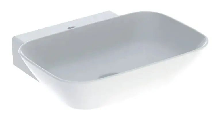 Geberit ONE - Umywalka nablatowa 50x43x14 cm, bez przelewu, z otworem na baterię, KeraTect, biała 505.041.01.6