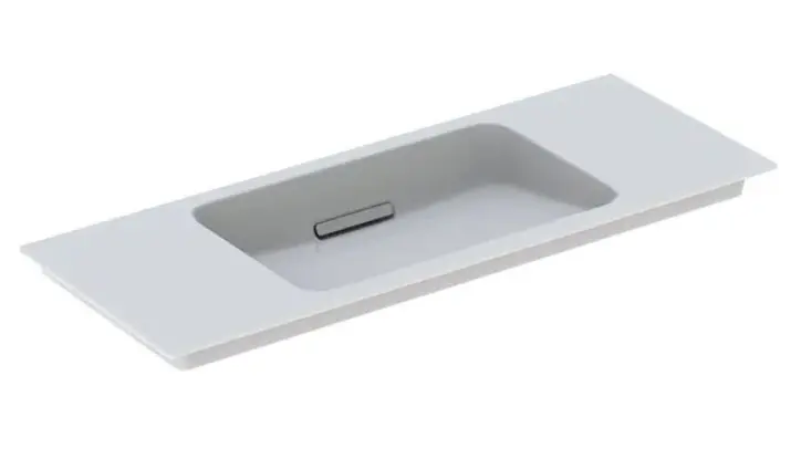 Geberit ONE - Lavabo da mobile 105x40x13 cm, troppopieno a scomparsa, senza foro per miscelatore, scarico orizzontale, KeraTect, bianco 500.396.01.3