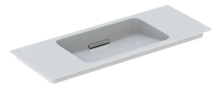 Geberit ONE - Lavabo da mobile 1050x400x130 mm, troppopieno a scomparsa, senza foro per miscelatore, scarico orizzontale, KeraTect, bianco 500.396.01.2