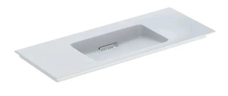 Geberit ONE - Lavabo de mueble 1200x480x130 mm, rebosadero oculto, sin orificio para grifo, desagüe horizontal, KeraTect, blanco 505.016.00.1