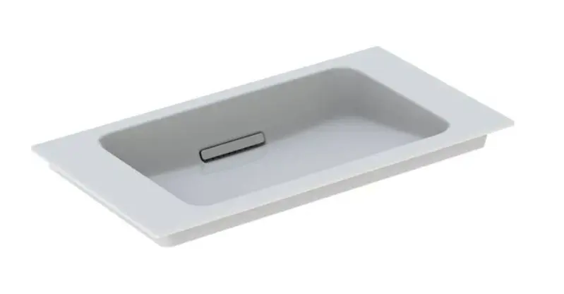 Geberit ONE - Meuble-lavabo 75x40x13 cm, trop-plein caché, sans trou pour robinetterie, sortie horizontale, KeraTect, blanc 500.391.01.3