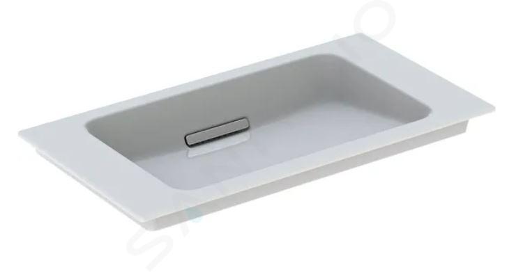 Geberit ONE - Lavabo da mobile 75x40x13 cm, troppopieno a scomparsa, senza foro per miscelatore, scarico orizzontale, KeraTect, bianco 500.391.01.1