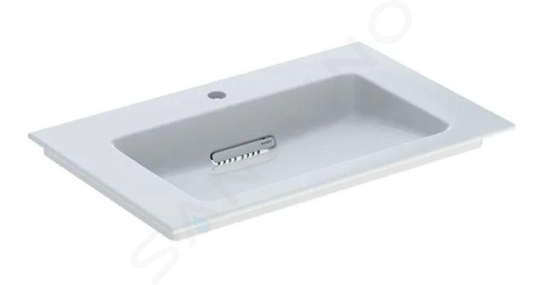 Geberit ONE - Lavabo da mobile 75x48x13 cm, troppopieno a scomparsa, con foro per miscelatore, scarico orizzontale, KeraTect, bianco 505.004.00.1