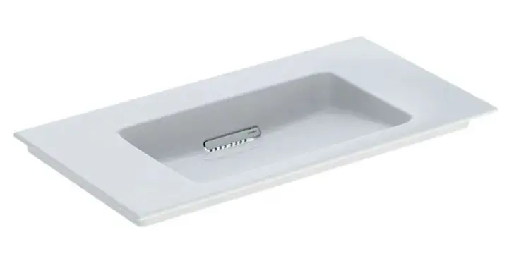 Geberit ONE - Meuble-lavabo 900x480x130 mm, trop-plein caché, sans trou pour robinetterie, sortie horizontale, KeraTect, blanc 505.005.00.1