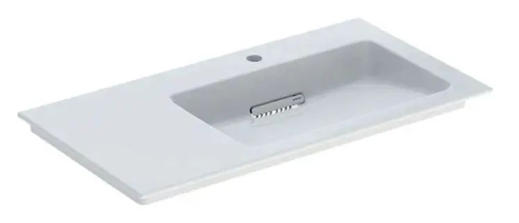 Geberit ONE - Meuble-lavabo 900x480x131 mm, trop-plein caché, avec trou pour robinetterie, sortie horizontale, KeraTect, blanc 505.009.00.1