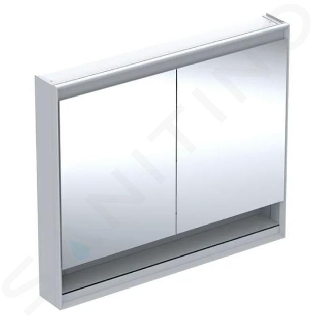 Geberit ONE - Armoire miroir avec éclairage LED, 1050x900x150 mm, 2 portes, avec niche, blanc 505.834.00.2