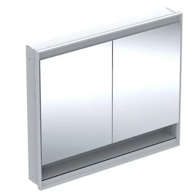 Levně Geberit ONE - Zrcadlová skříňka s LED osvětlením, 105x90x15 cm, 2 dvířka, s nikou, vestavná, hliník 505.824.00.1