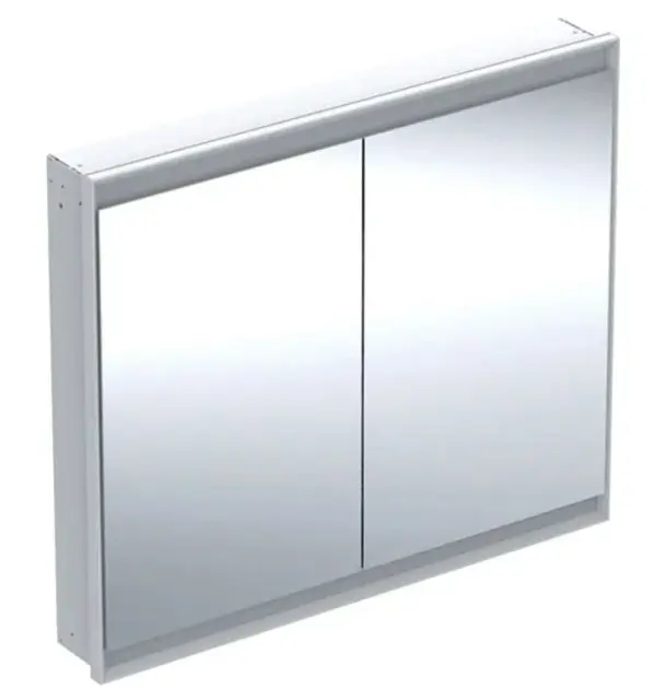 Levně Geberit ONE - Zrcadlová skříňka s LED osvětlením, 105x90x15 cm, 2 dvířka, vestavná, bílá 505.804.00.2