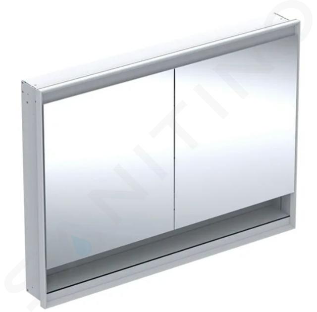 Geberit ONE - Spiegelkast met LED-verlichting, 1200x900x150 mm, 2 deuren, met nis, inbouw, aluminium 505.825.00.1