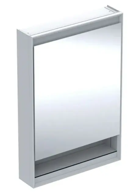 Geberit ONE - Spiegelkast met LED-verlichting, 60x90x15 cm, scharnieren rechts, met nis, aluminium 505.831.00.1