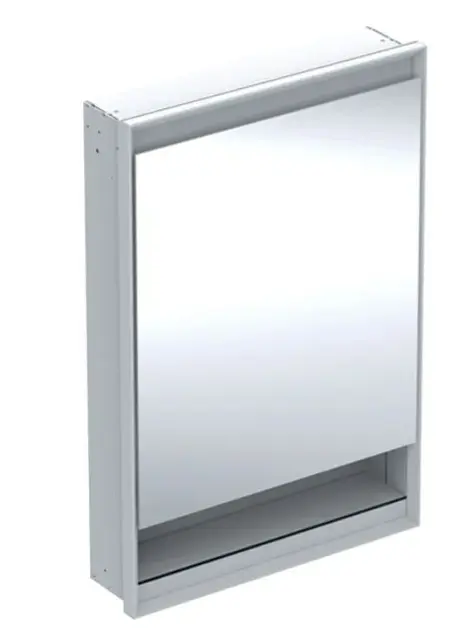 Levně Geberit ONE - Zrcadlová skříňka s LED osvětlením, 60x90x15 cm, panty vpravo, s nikou, vestavná, hliník 505.821.00.1