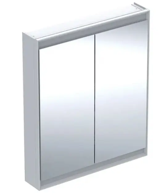 Levně Geberit ONE - Zrcadlová skříňka s LED osvětlením, 75x90x15 cm, 2 dvířka, hliník 505.812.00.1