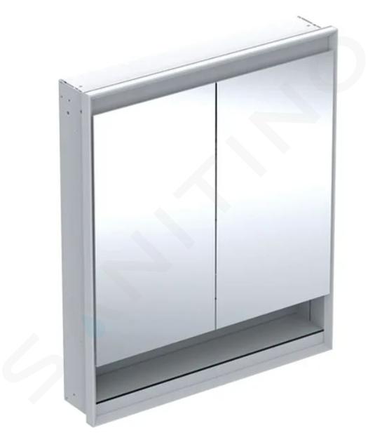 Geberit ONE - Spiegelkast met LED-verlichting, 750x900x150 mm, 2 deuren, met nis, inbouw, aluminium 505.822.00.1