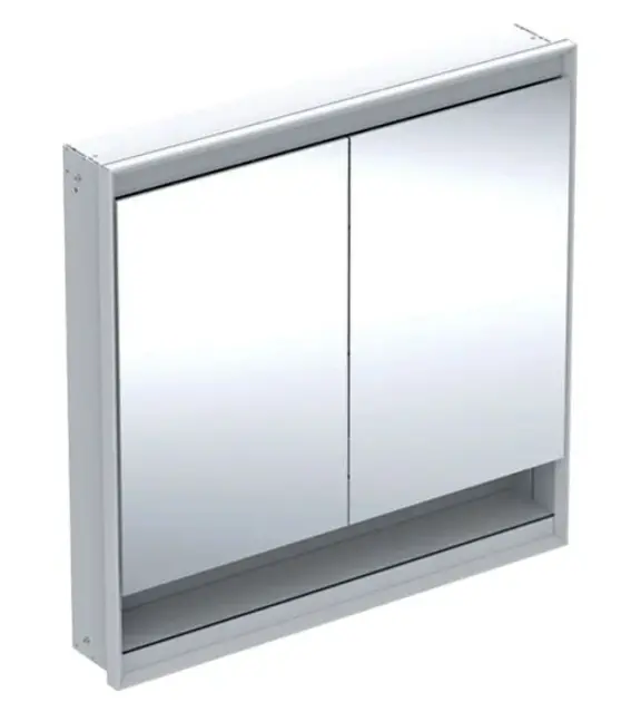 Levně Geberit ONE - Zrcadlová skříňka s LED osvětlením, 90x90x15 cm, 2 dvířka, s nikou, vestavná, bílá 505.823.00.2
