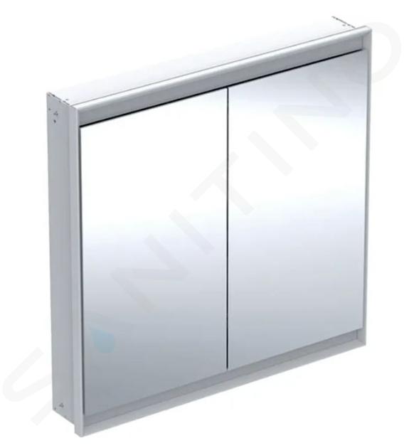 Geberit ONE - Mobiletto a specchio con illuminazione LED, 90x90x15 cm, 2 ante, da incasso, bianco 505.803.00.2